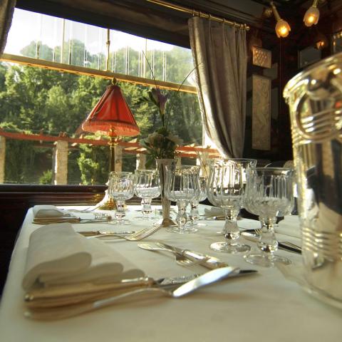 Luxurious interior of an Orient Express train car